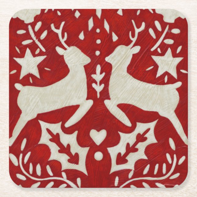 Porta-copo De Papel Quadrado Alegria de Natal I (Frente)