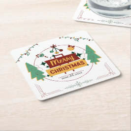 Porta-copo De Papel Quadrado Alemão de Natal Moderno Estilo Minimalista