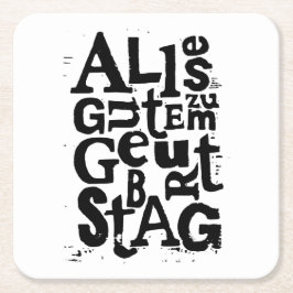 Porta-copo De Papel Quadrado Alemão "Feliz Aniversário" Lino Impressão