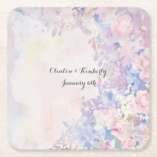 Porta-copo De Papel Quadrado Alessandra Paper Coaster Personalizável (Frente)