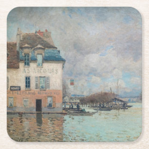 Porta-copo De Papel Quadrado Alfred Sisley - Inundação em Port-Marly 1876