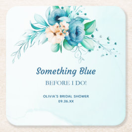 Porta-copo De Papel Quadrado Algo Azul Antes de Eu Fazer Chuveiro de Noiva Flor