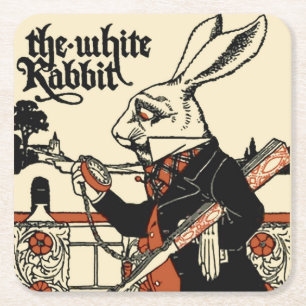 Porta-copo De Papel Quadrado Alice Art Wonderland White Rabbit Classic