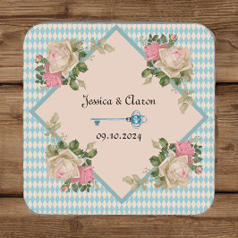 Porta-copo De Papel Quadrado Alice no País das Maravilhas do Harlequin Azul Sof