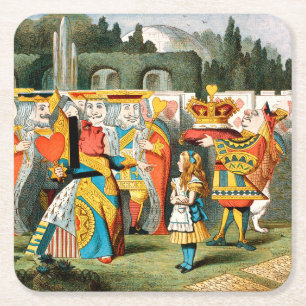 Porta-copo De Papel Quadrado Alice no País das Maravilhas Rainha dos Coraçõe
