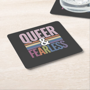 Porta-copo De Papel Quadrado Ally do Mês do Orgulho LGBT Sem Preto e Queer