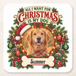 Porta-copo De Papel Quadrado Alofa de Natal Personalizada com Foto e Nome do Ca