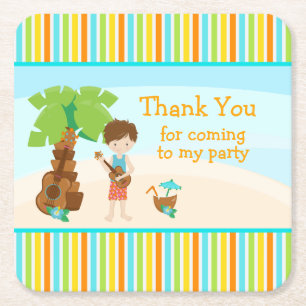 Porta-copo De Papel Quadrado Aloha Cute Brown Hair 'Obrigado por vir'