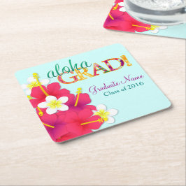 Porta-copo De Papel Quadrado Aloha formando Luau havaiano - portas copos