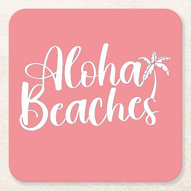 Porta-copo De Papel Quadrado Aloha Tropical Beach design (Frente)