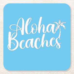 Porta-copo De Papel Quadrado Aloha Tropical Beach design
