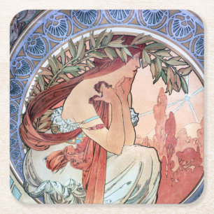 Porta-copo De Papel Quadrado Alphonse Mucha