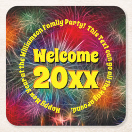 Porta-copo De Papel Quadrado Alterar Ano Editar Texto Adicionar Nome Ano Novo 2