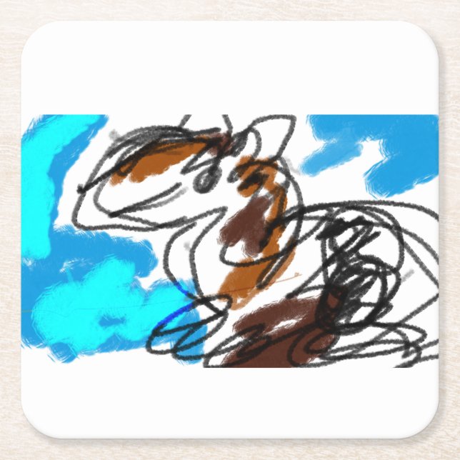 Porta-copo De Papel Quadrado Amante de cavalos (Frente)