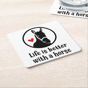 Porta-copo De Papel Quadrado Amante de Cavalos Fofo Fazendão Western Equestre