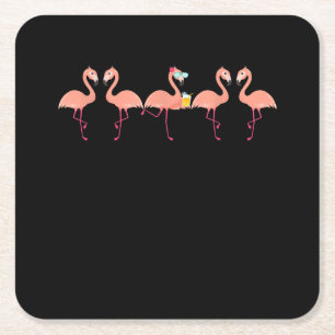 Porta-copo De Papel Quadrado Amante de Coquetel Festa de Solteiro Flamingo Engr