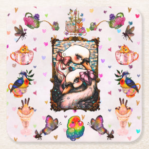 Porta-copo De Papel Quadrado Amantes do Cisne