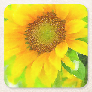 Porta-copo De Papel Quadrado Amarelo Brilhante e Cheery