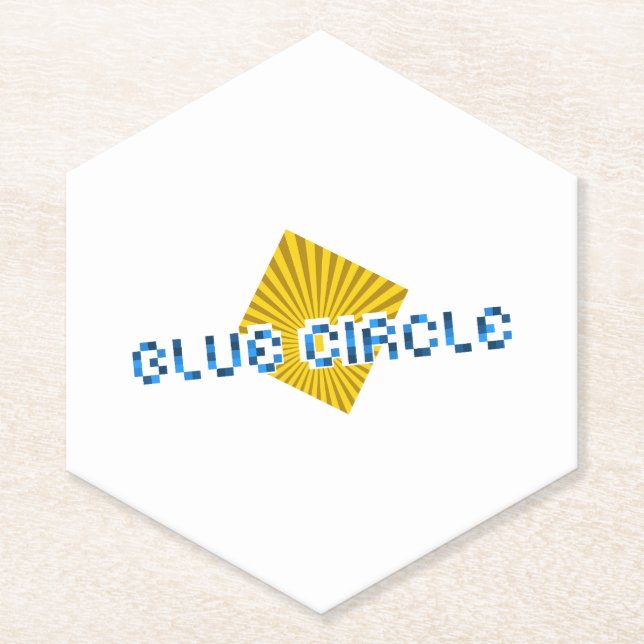 Porta-copo De Papel Quadrado Amarelo com Feixes e Texto de Pixel Opost (Frente)