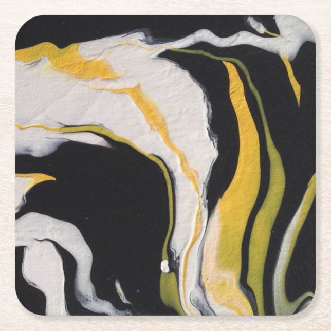 Porta-copo De Papel Quadrado Amarelo, Preto, Branco (Frente)