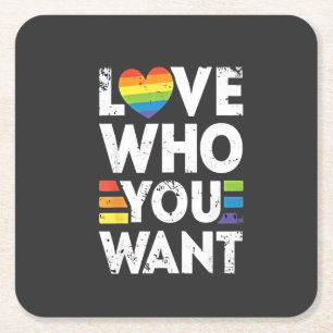 Porta-copo De Papel Quadrado Ame Quem Você Quer O Orgulho LGBT Mês