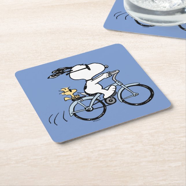 Porta-copo De Papel Quadrado Amendoins | Bicicleta Snoopy & Woodstock (Inclinado)