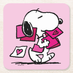 Porta-copo De Papel Quadrado Amendoins DIA DE OS NAMORADOS Snoopy Com Dias