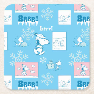 Porta-copo De Papel Quadrado Amendoins   Padrão do Dia da Neve do Snoopy