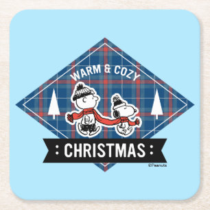 Porta-copo De Papel Quadrado Amendoins Snoopy & Charlie Brown Warm & Cozy