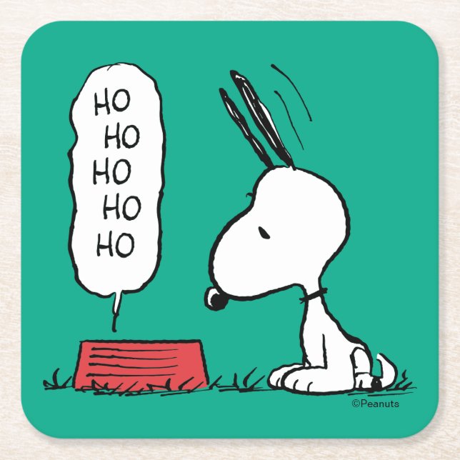 Porta-copo De Papel Quadrado Amendoins | Snoopy Ho Ho Comida Dish (Frente)
