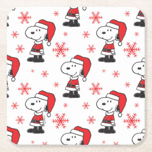 Porta-copo De Papel Quadrado Amendoins Snoopy Papai Noel