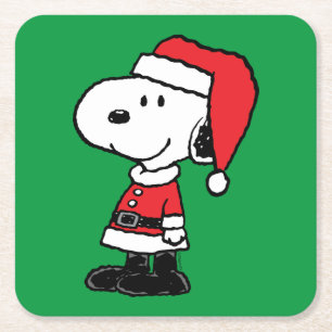 Porta-copo De Papel Quadrado Amendoins Snoopy Papai Noel