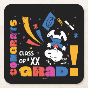 Porta-copo De Papel Quadrado Amendoins Snoopy Parabéns Graduado Graduação Confe