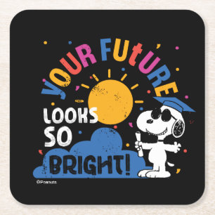 Porta-copo De Papel Quadrado Amendoins Snoopy Seu Futuro Parece Tão Brilhante