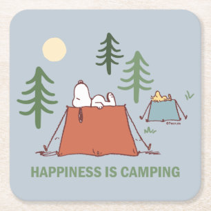 Porta-copo De Papel Quadrado Amendoins Tendas de esnoopia e de madeira