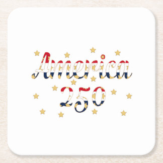 Porta-copo De Papel Quadrado América 250 vermelho branco azul dourado 