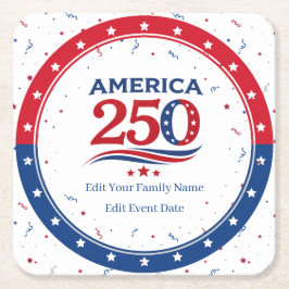 Porta-copo De Papel Quadrado AMÉRICA 250 - Vermelho Branco Azul Personalizado R