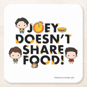 Porta-copo De Papel Quadrado AMIGOS™ Joey não compartilha Comida Chibi