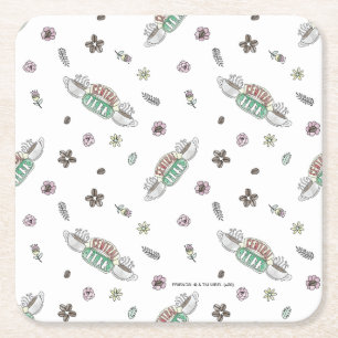 Porta-copo De Papel Quadrado AMIGOS™  Padrão De Aquarela Do Café De Perk Ce