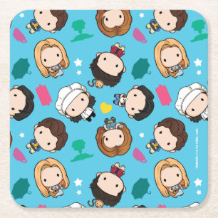 Porta-copo De Papel Quadrado AMIGOS™ Padrão de Chibi