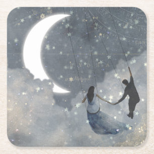 Porta-copo De Papel Quadrado Amor celeste