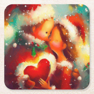 Porta-copo De Papel Quadrado Amor de Natal 3