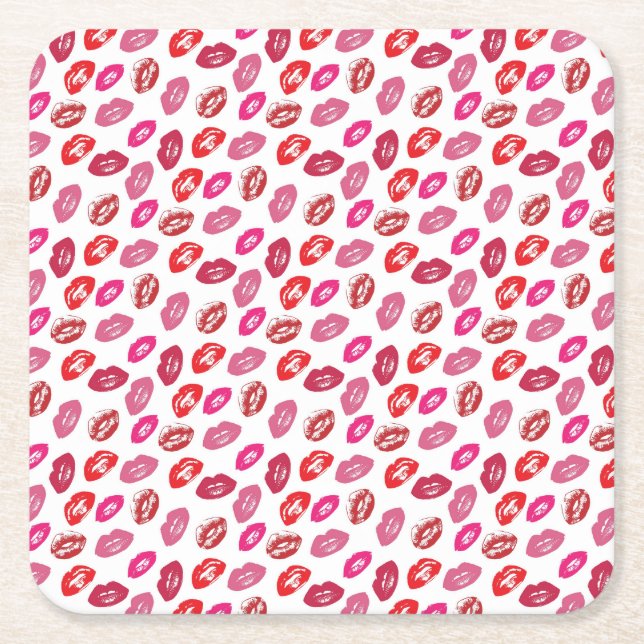 Porta-copo De Papel Quadrado Amor E Beijos (Frente)