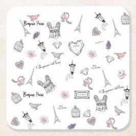 Porta-copo De Papel Quadrado Amor pela Peris Bohemian Chic Boho Girl