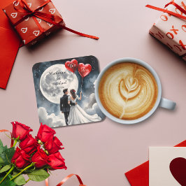 Porta-copo De Papel Quadrado Amor Romântico No Casamento De Contos De Noite Na 