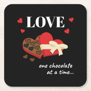 Porta-copo De Papel Quadrado Amor Um Chocolate por Vez Engraçado