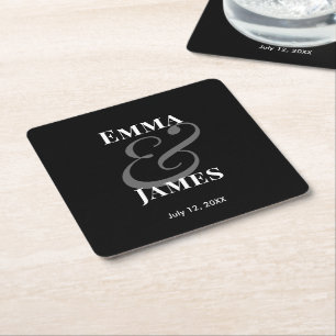 Porta-copo De Papel Quadrado Ampersand de Casamento Minimalista Moderno Verso