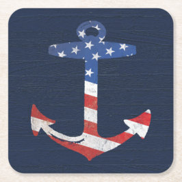 Porta-copo De Papel Quadrado Âncora patriótica E.U. náuticos da bandeira