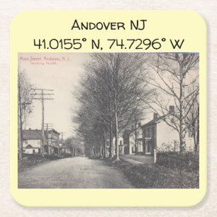 Porta-copo De Papel Quadrado Andover NJ Map Coordena Estilo de Vintagem