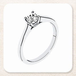 Porta-copo De Papel Quadrado Anel de Noivado de Diamante